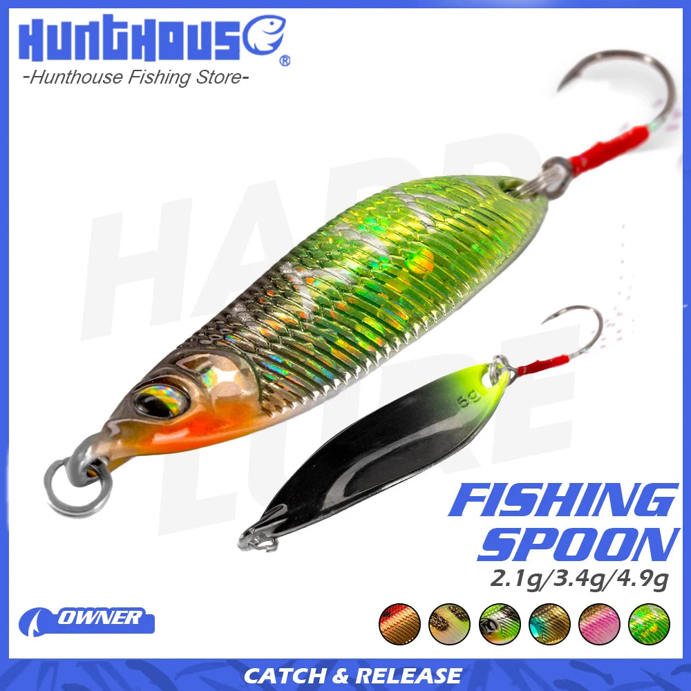 Hunthouse 2.1/3.4/4.9g Sinking Spoon Fishing Lure Trout Lure Small Metal Bait Rolling Spoons For Fishing Bass Trout Fish Tackle