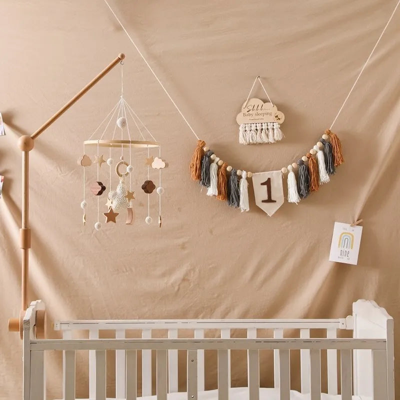 Baby Cloud Crib Mobile with Musical Box – Wooden Rattle Toy for Newborns 0–12M - I YAN