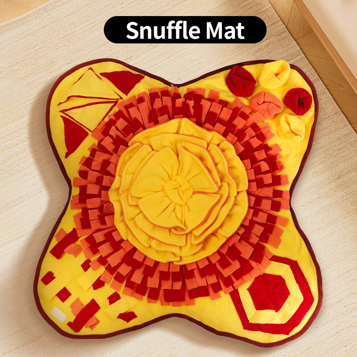 Washable dog and cat snuffle mat from I YAN for slow feeding and scent training, featuring multiple fabric layers and treat pockets.