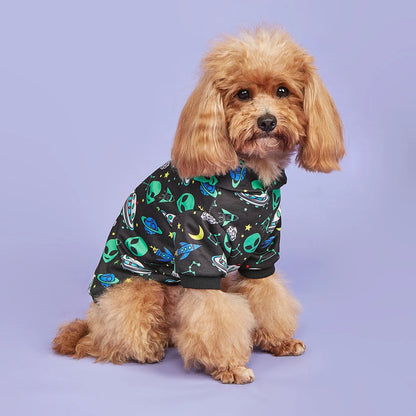 Alien Dog Hoodie Dog Warm Jacket Coat Puppy Sweatshirt Flying Saucer Christmas Halloween Dog Costume  Winter Dog Clothes Pet App