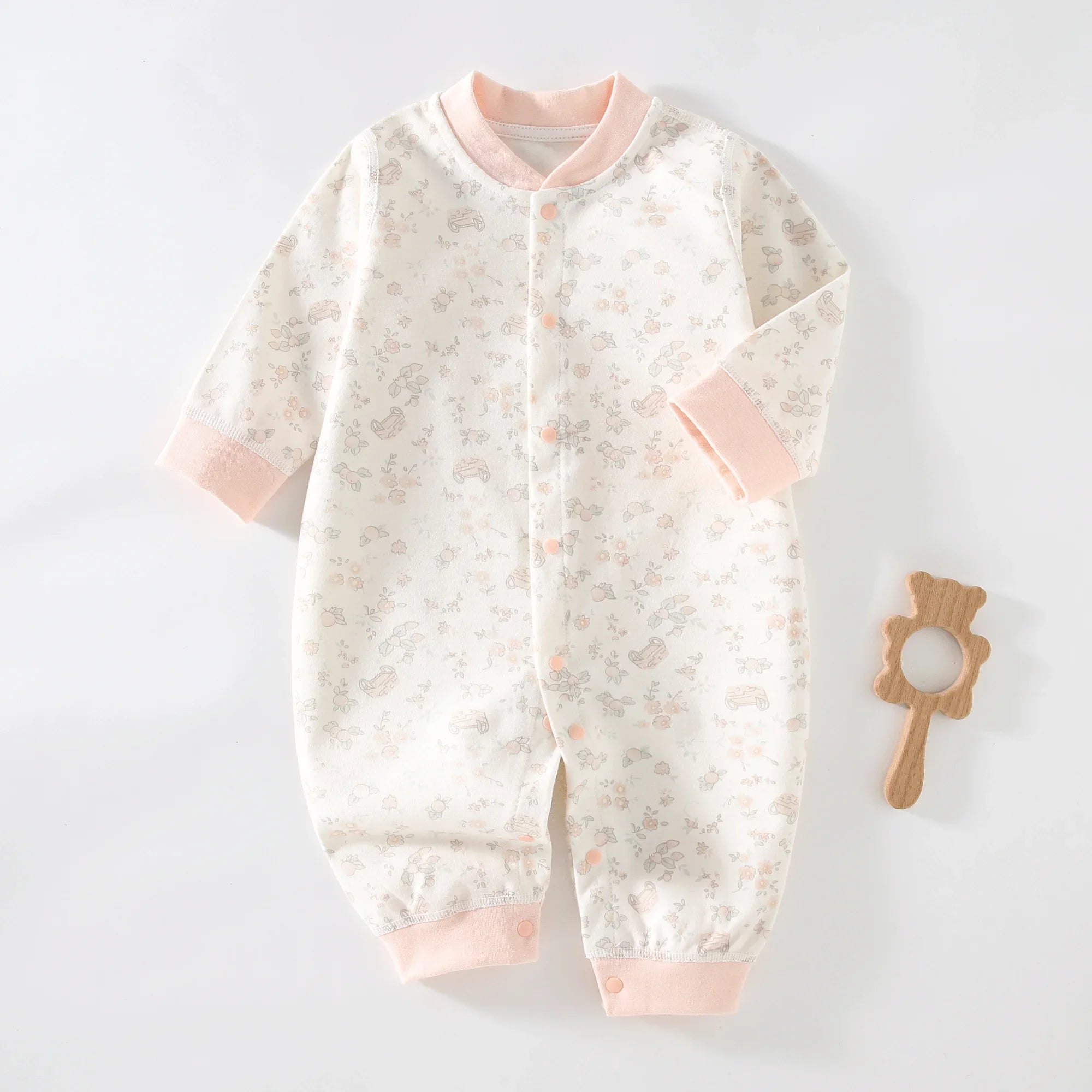 Bodysuit & One Pieces for Boys Girls Newborn Rompers Solid Color 100 Cotton 0-24M Long Sleeve Loungewear Outfit Thin Cute Design