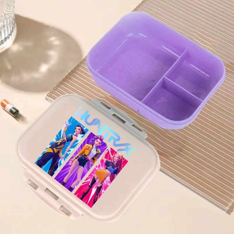 Anime Demon Hunters lunch box by I YAN with colorful demon hunter design, large capacity food storage container for kids.