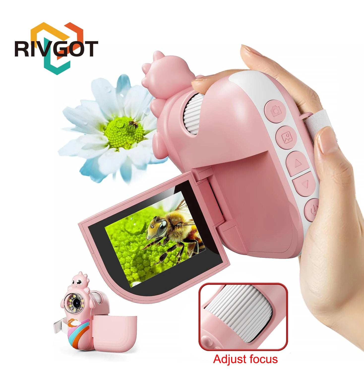 Kids Microscope 8 LED Light 1000x Magnifying Handheld Digital Microscope Adjustable Focus Telescope for Christmas Birthday Gift