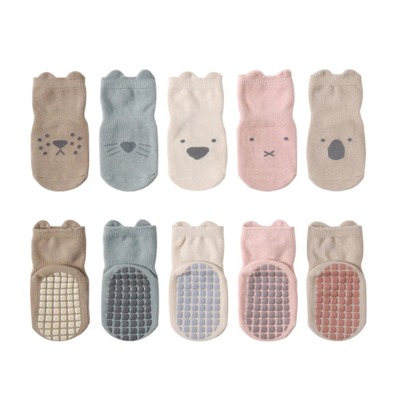 3 Pairs Cartoon Kids Infant Baby Anti-Slip Socks for Girls and Boys 4 Seasons Cotton Unisex Playground Floor Stockings