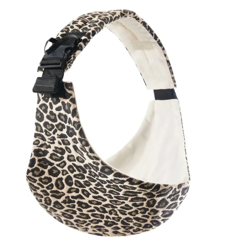 Baby safety carrier by I YAN with leopard pattern, portable front hug hip seat for outings and comfortable waist support