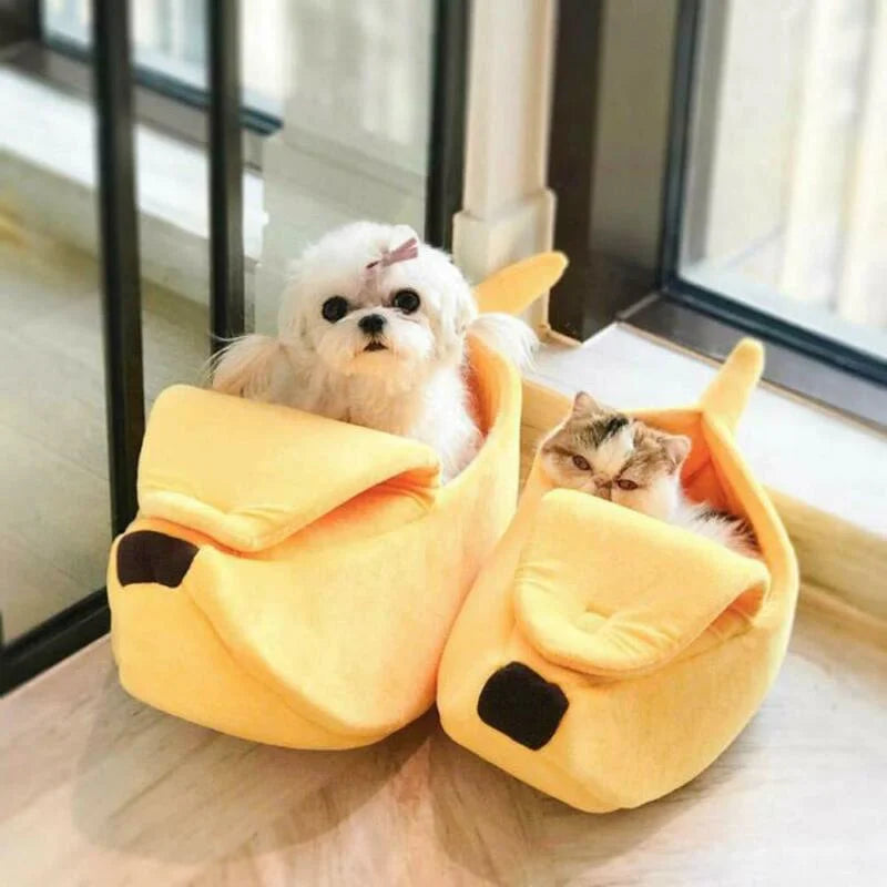 Colorful Banana Cat Bed House by I YAN, cozy and durable cat cushion and pet bed with a fun, multicolor design for small pets.