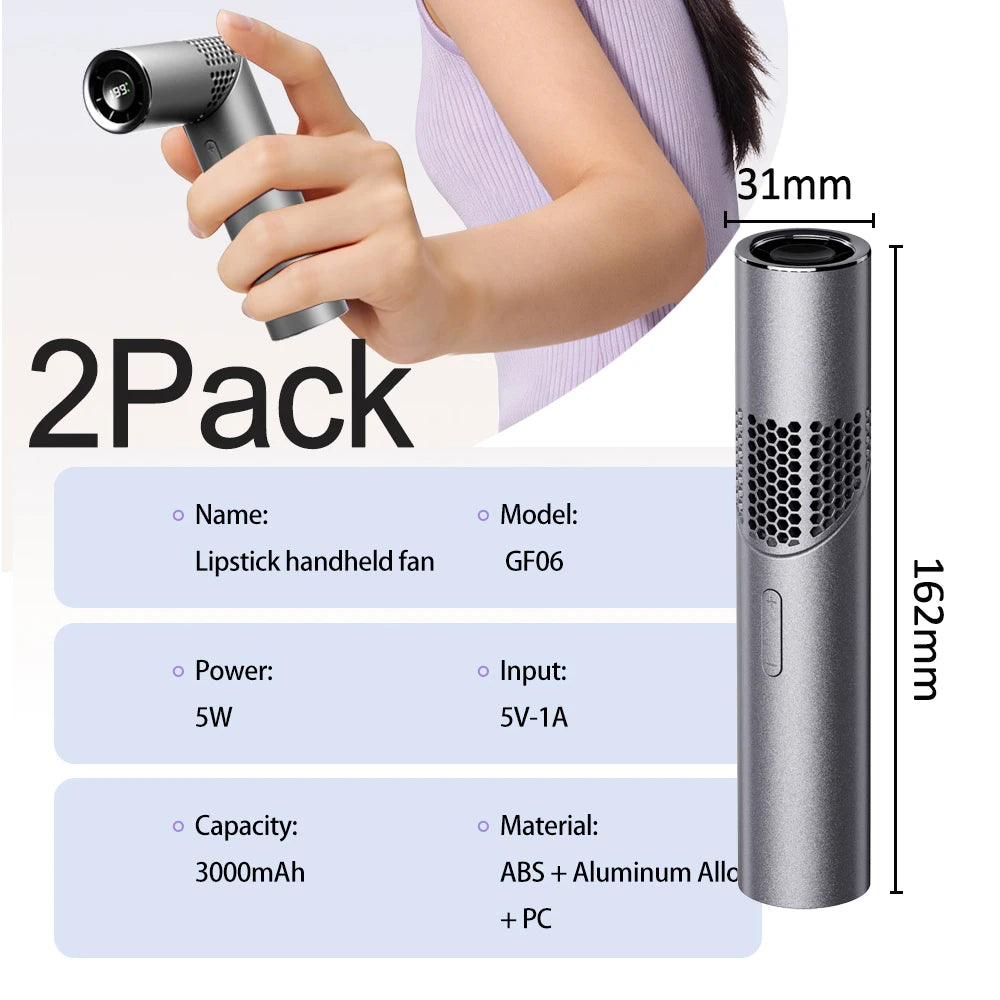 Foldable handheld small fan Outdoor mini high-speed with 199 levels portable USB charging foldable lipstick mini fan