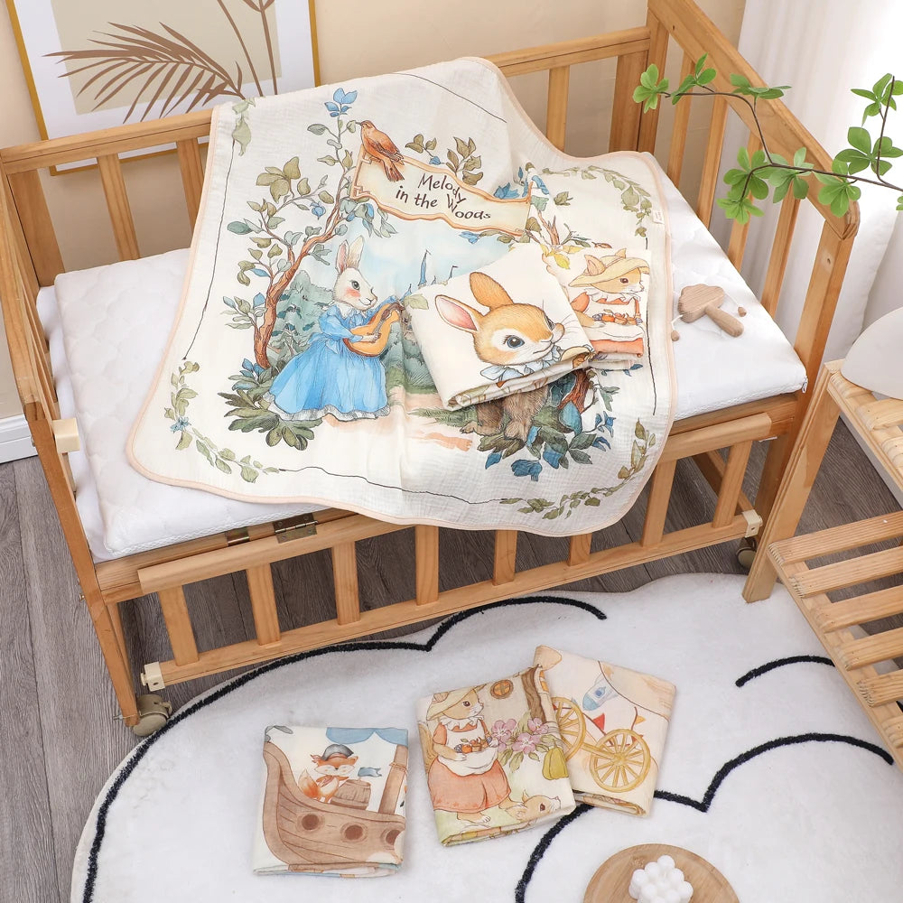 Newborn Baby Bath Towel Class A Pure Cotton Gauze – Soft Absorbent Children's Blanket for All Seasons - I YAN