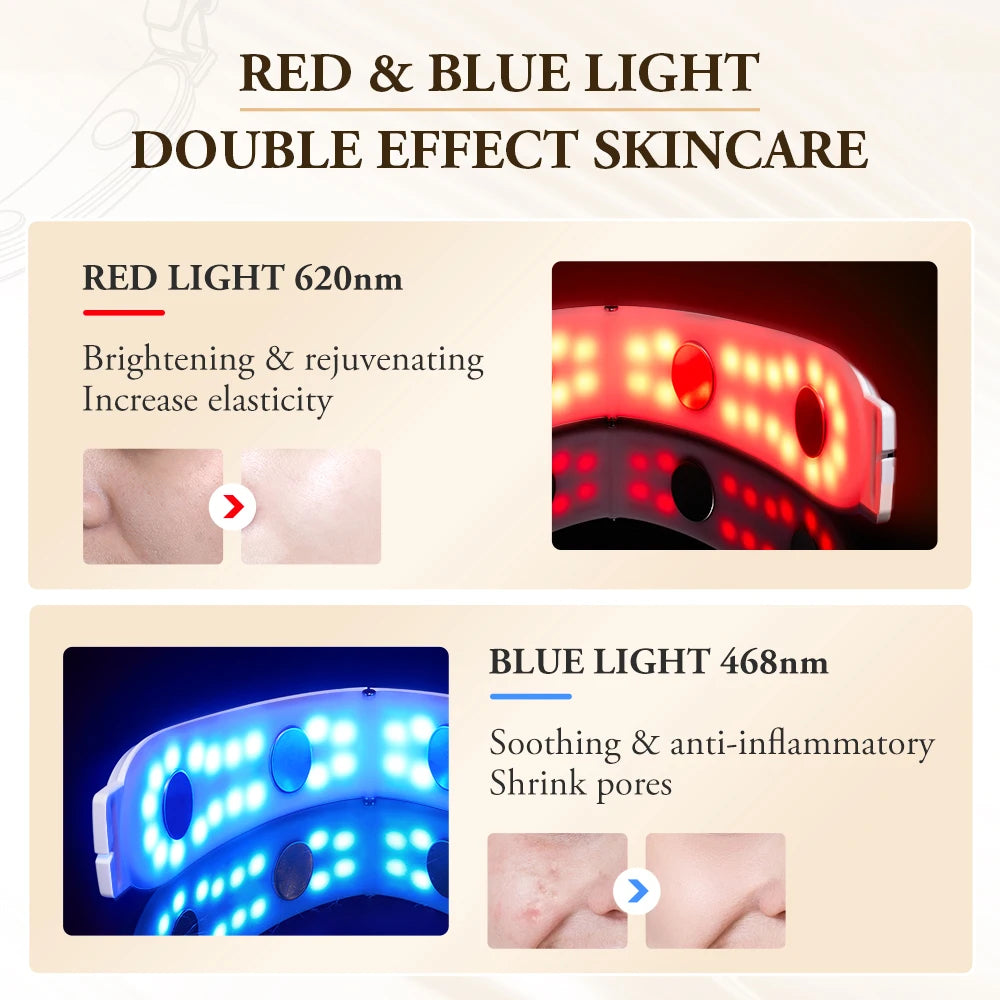 ANLAN V-Face Lifting Beauty Device 4-pole Double Chin Remove EMS Facial Slimming Red/Blue Light Heat Massage Face Lift Machine