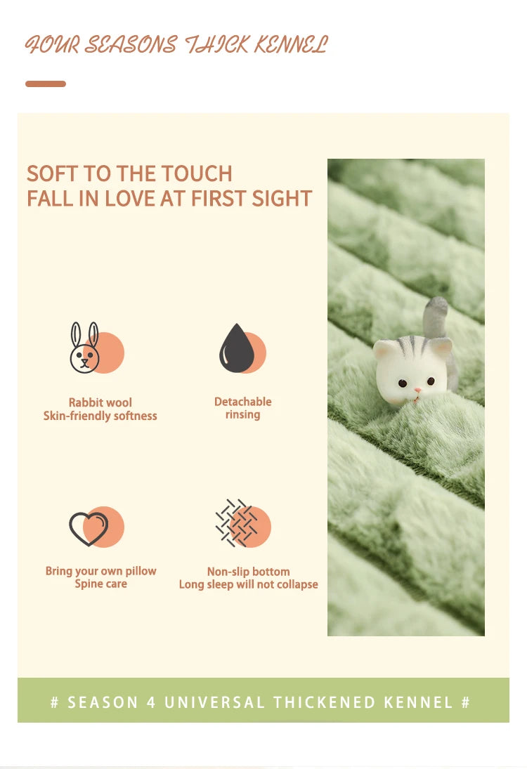 Thickened Dog Bed Removable Winter Super Warm Washable Dog Mat Deep Sleep Fluff Bed for Small Medium Large Dogs Cats Pillow