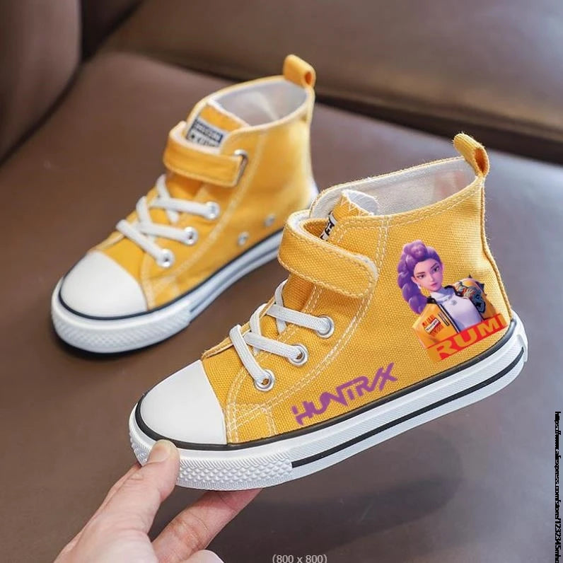 New Kpop Demon Hunter Children's Canvas Shoes Kids Sneakers Boys Girls Fashion Canvas Shoe Cartoon Print Breathable Casual Shoes