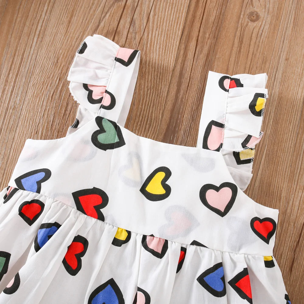 Colorful baby girl summer dress by I YAN with cute dragonfly design, suitable for ages 0-3 years, paired with a small crossbody bag.