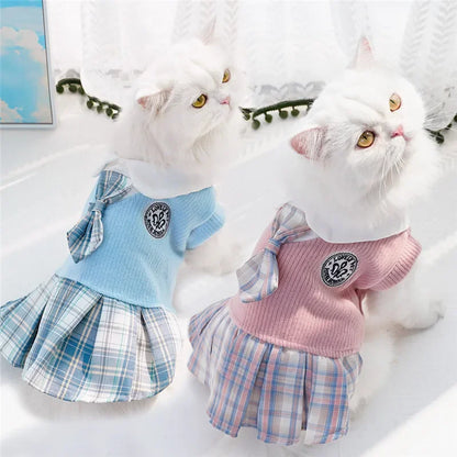 College Style Plaid Dog Dress – Cute Skirt for Small Dogs & Cats