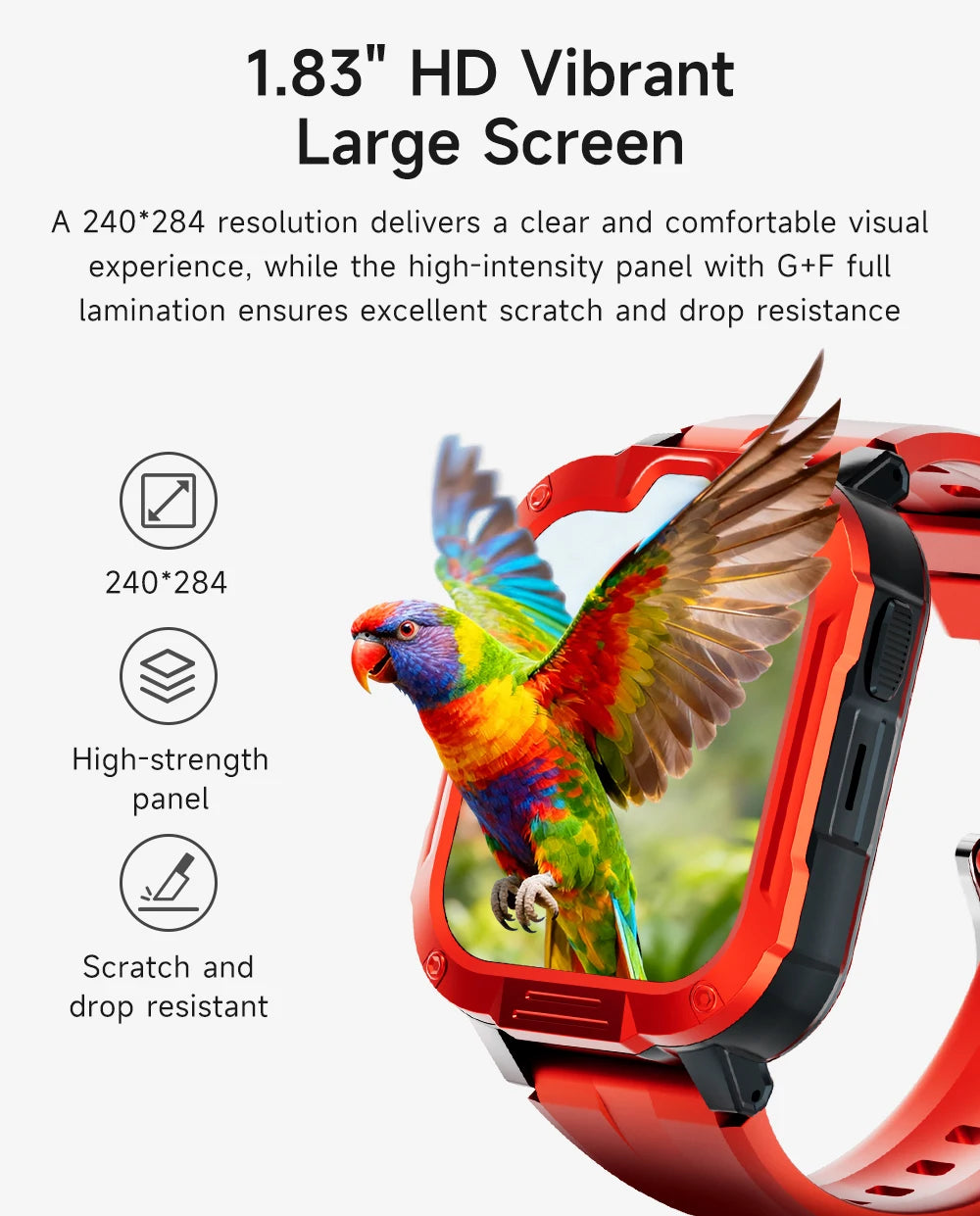 I YAN kids smart watch with GPS, camera, voice monitor, and 4G connectivity, showing the watch with screen and straps.