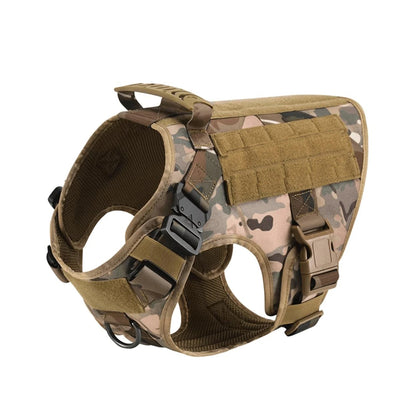 I YAN tactical dog harness with leash and Molle pouches for medium and large dogs, German Shepherd training and walking vest