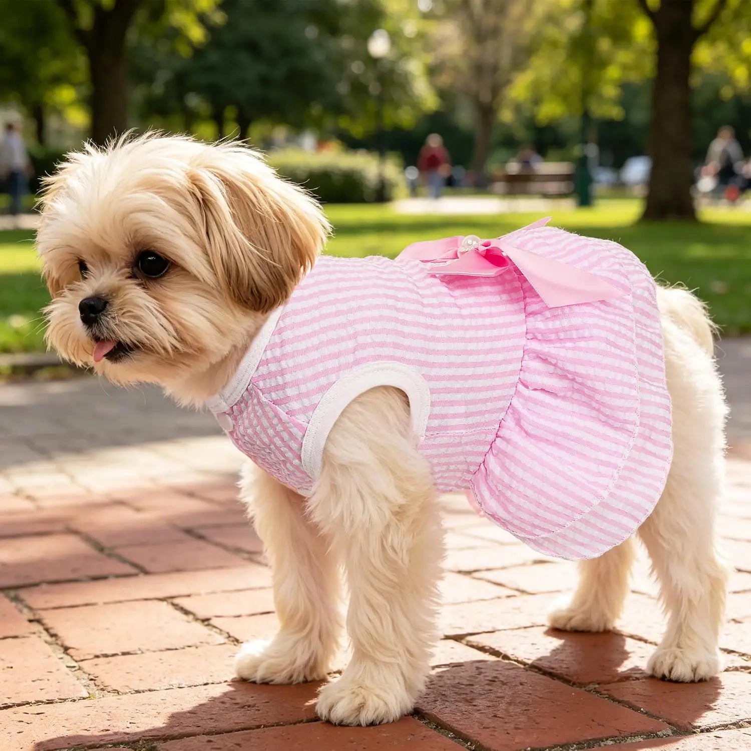 2 Pack Dog Dresses for Small Dogs Girl, Cute Princess Dress with Bowknot, Breathable Lightweight Pet Clothes for Spring Summer