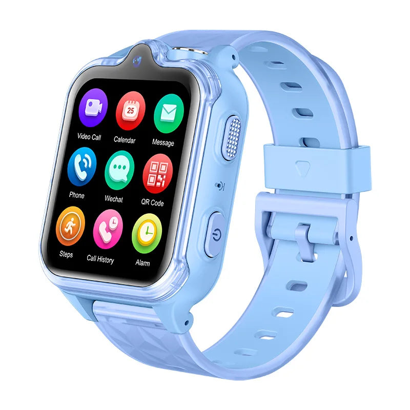 Wonlex KT42 kids smartwatch with dual cameras, GPS, 4G connectivity, and video call features, designed for children.