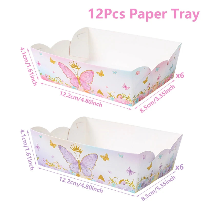 Butterfly Birthday Party Decoration Kids Girls Butterfly Party Disposable Tableware Paper Cup Plate Birthday Baby Shower Party - I YAN