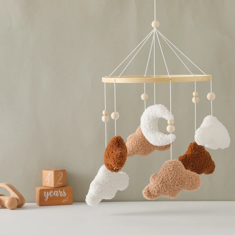 Crochet Stars Baby Crib Mobile – Wooden Bed Bell Hanging Toy for Newborns 0-12M - I YAN