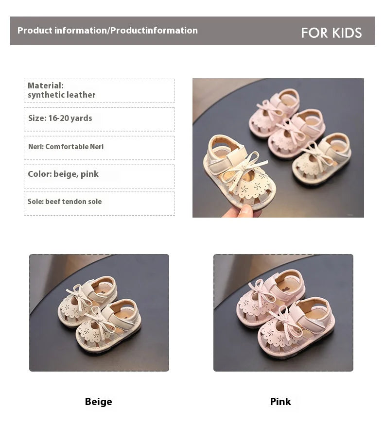 Baby Walking Shoes Package Head Call Sandals Soft Bottom Non-slip Hollow Breathable Casual Shoes 0-2 Years Old Princess Shoes