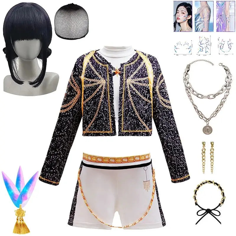 Kids K-Pop girls cosplay costume set by I YAN featuring Rummi and Zoe character outfits for children ages 2 to 12.