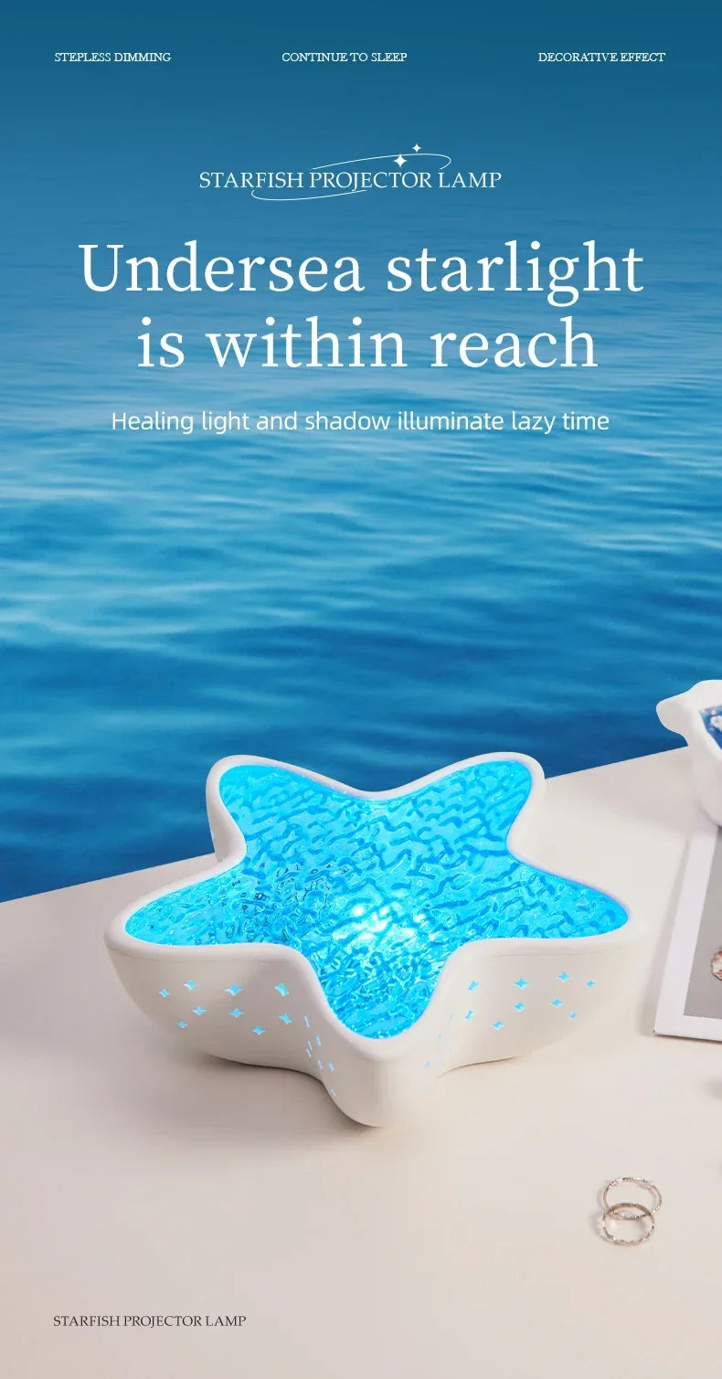 Starfish LED Table Lamp Aurora Projector Lamp Starry Sky Northern Light Bedside Lamps Bedroom Decoration Atmosphere Night Light