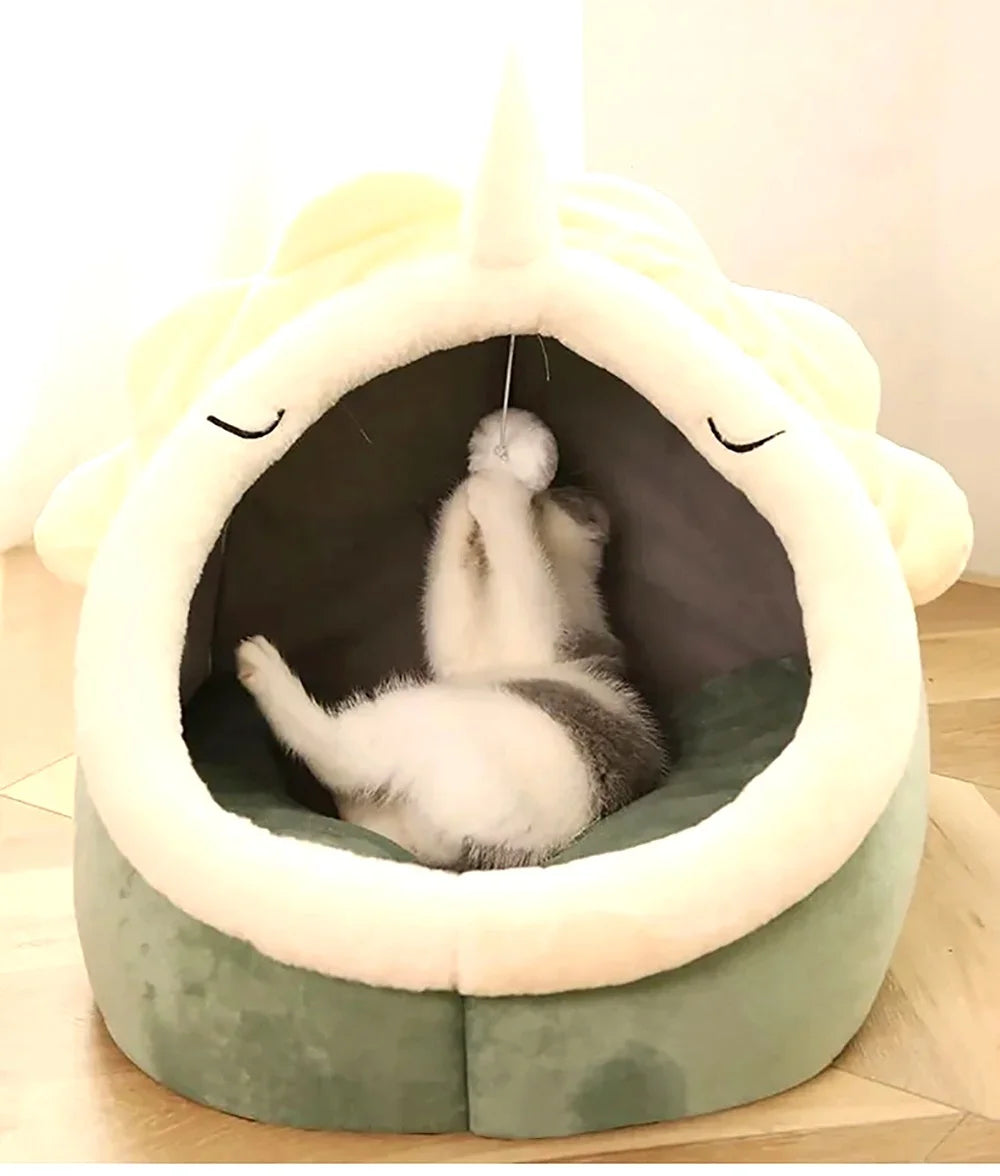 Deep Sleep Cat Bed Cartoon Pet Bed Foldable Removable Washable Pet Sleeping Bed for Small Dog Mat Bag Cave Cats Bed