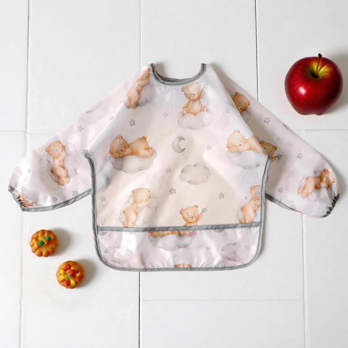 Elinfant Waterproof Eating Feeding Bibs ,Infant Toddler Baby Cartoon Long Sleeve Bib, Animal Print Soft Baby Burp Cloth Aprons