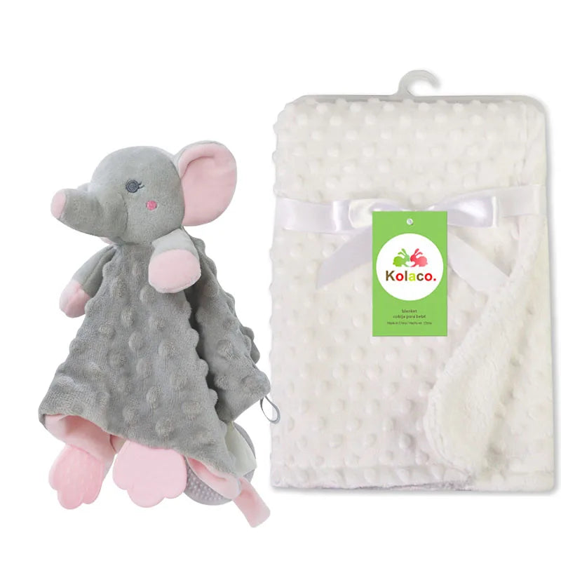 Soft I YAN baby blanket and lovey set with personalized name, featuring minky dot fabric for boys and girls, perfect for baby showers.