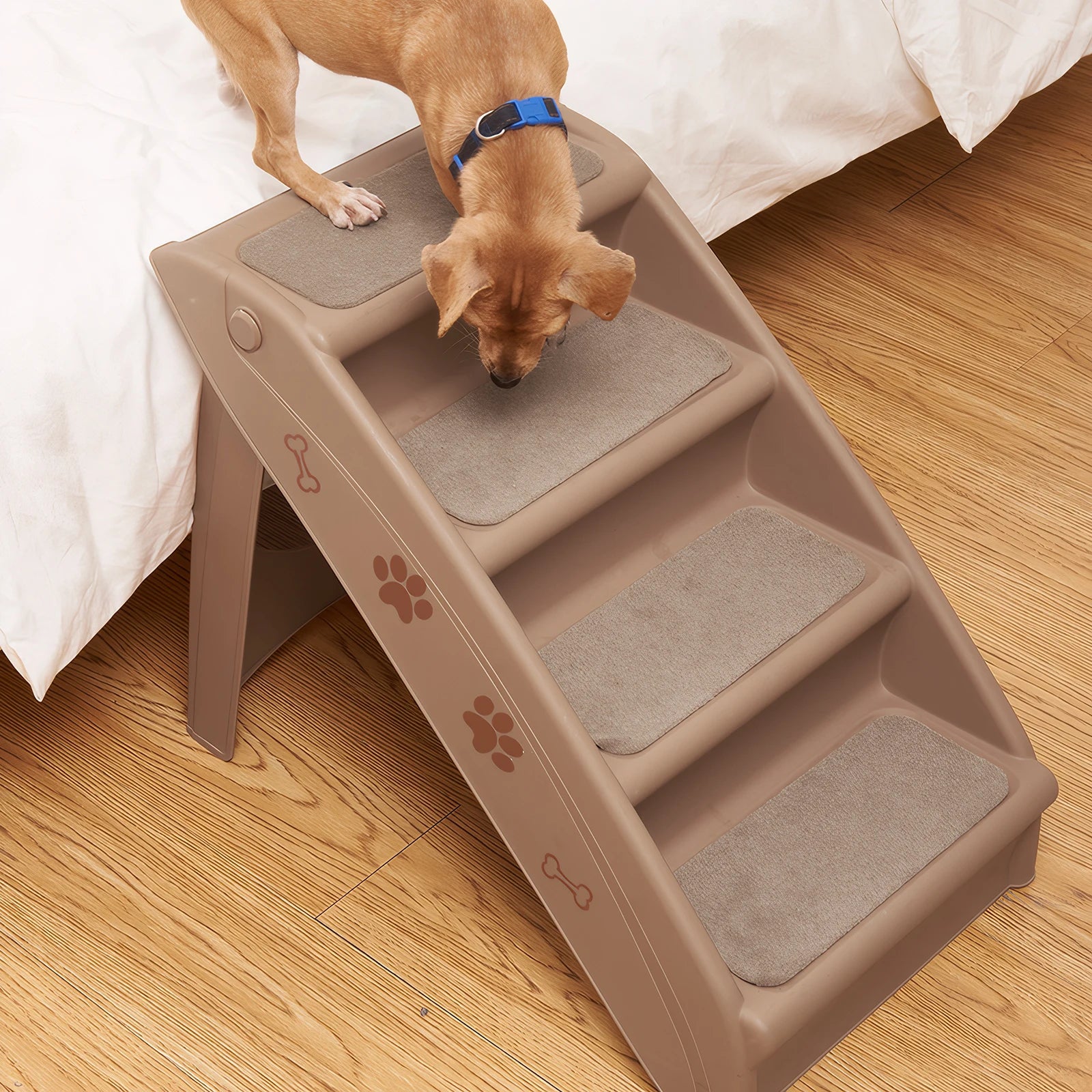 4-Step Pet Dog Stairs Folding Cat and Dog Steps Non-Slip Dog Stairs Ramp Sofa Ladder Pet Furniture for High Bed Chair Couch Sofa