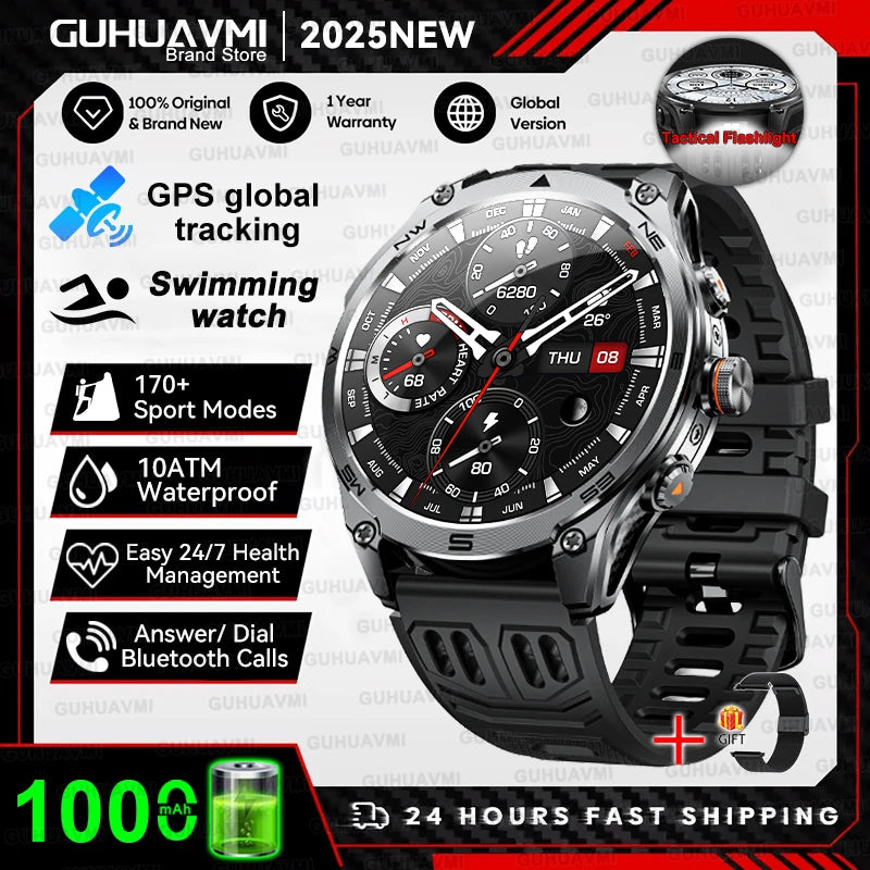 2025 NEW T-REX3 Built-in Dual-band GPS Sports Smart Watches 1000 mAh Battery Compass Outdoor RIDE Run 10ATM Waterproof Bracelet