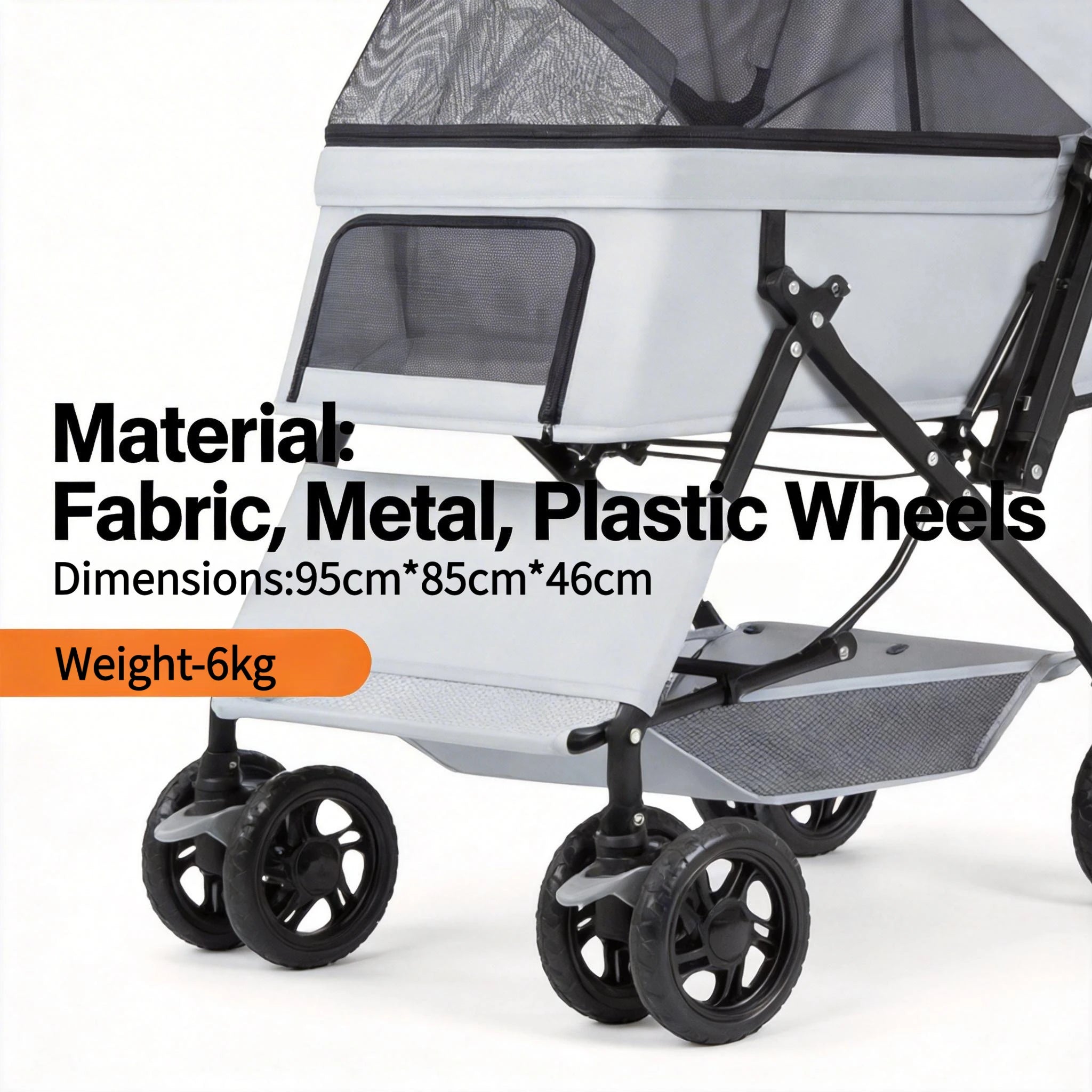 Premium Pet Stroller With Large Space, 4-wheel Stable Pet Cart for Small Medium Dogs Cats, Portable Travel Stroller for Camping