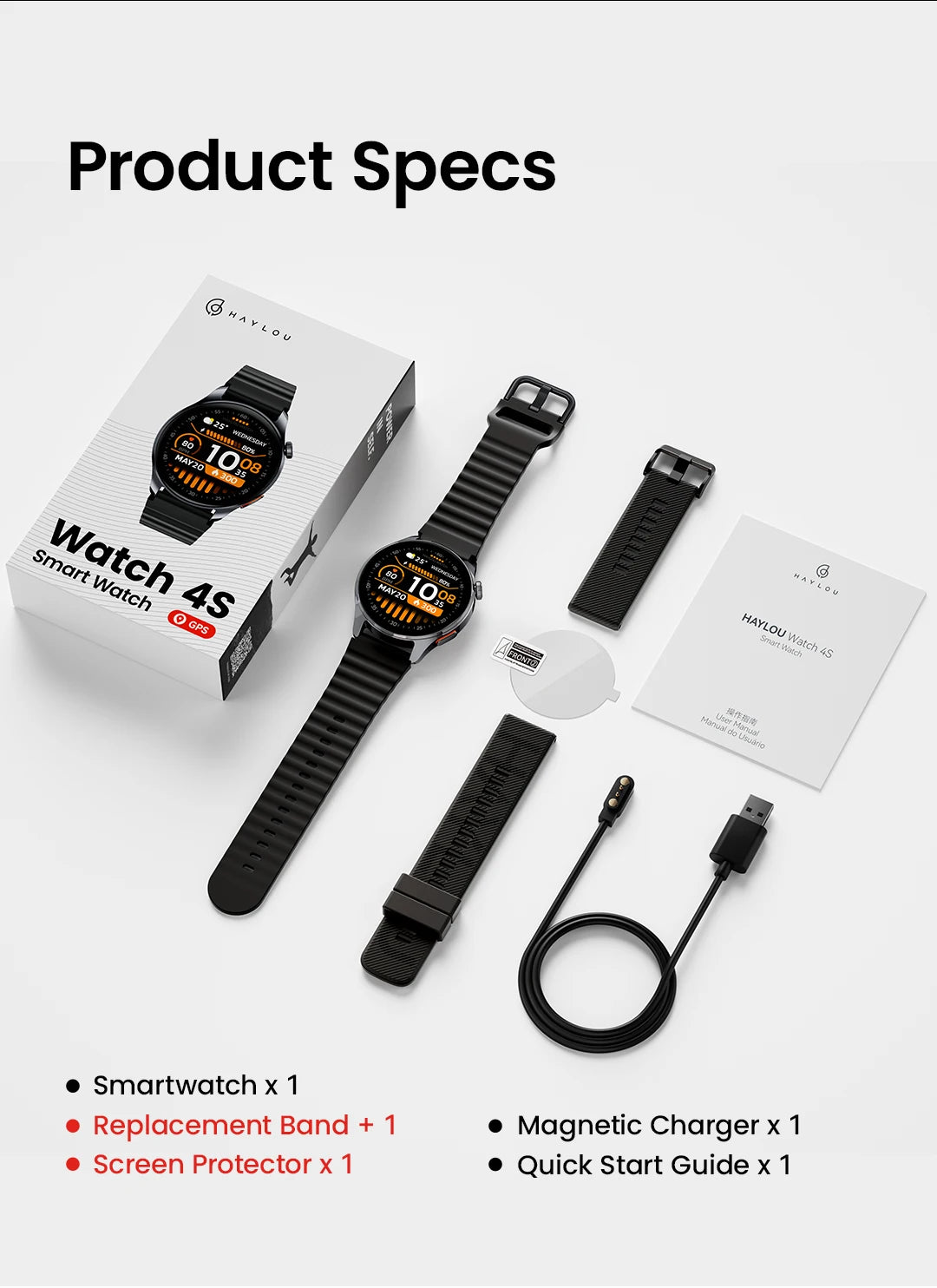 Watch 4S GPS Smartwatch 1.43” HD AMOLED Display 5 Satellite GPS Positioning 120+ Workout Modes Sport Fitness Smart Watch