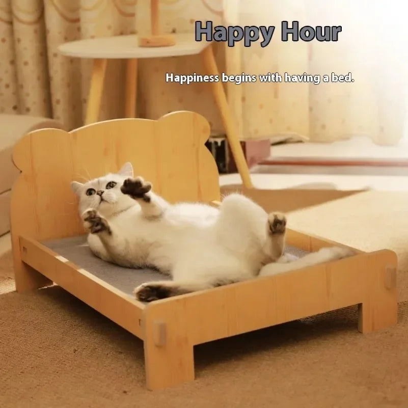 Solid Wood Cat Bed Dog Bed Removable Mat Washable All Season Universal Cat Nest Dog House Pet Supplies Pet Bed Within 7kg