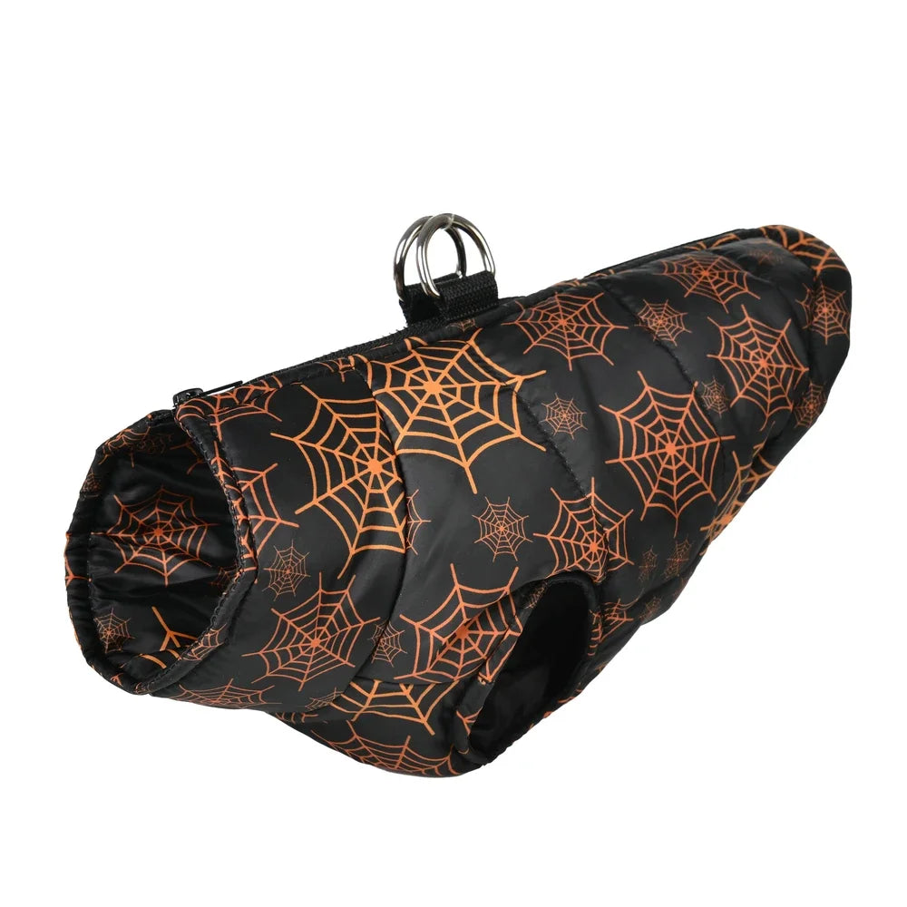 Halloween Pet Dog Costume Winter Warm Clothes For Small Medium Dogs Cat Funny Pumpkin Print Jacket Puppy Vest Coat Festival Gift