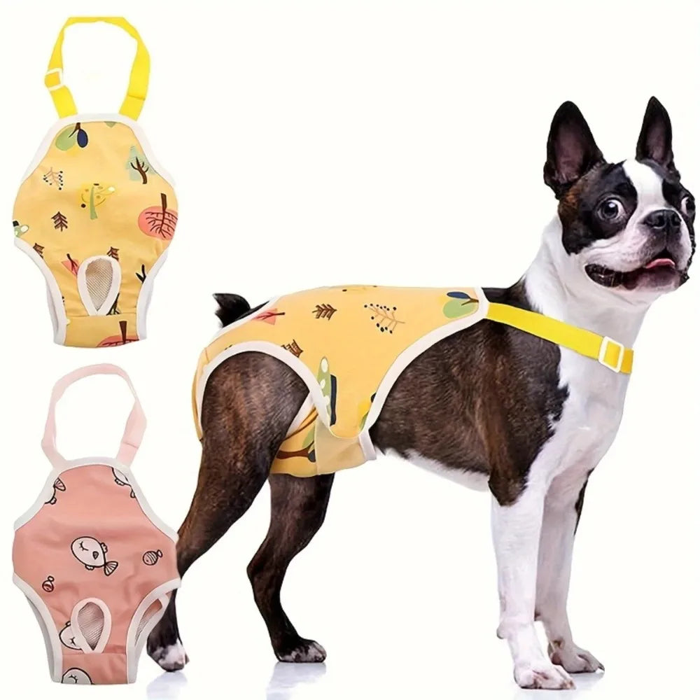 Reusable Female Dog Diapers Washable Adjustable Breathable Mesh Pants with Buckle for Heat Period Incontinence