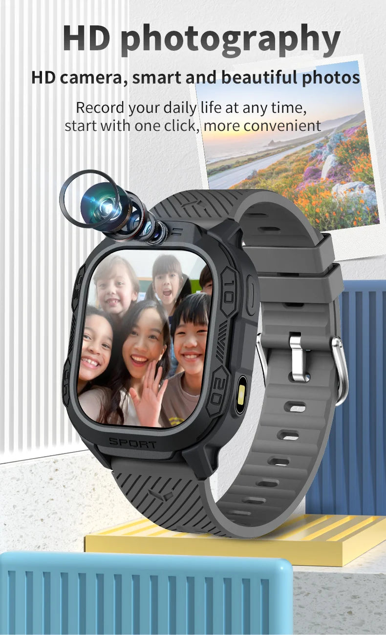 I YAN T70 Kids Smartwatch with SIM card, GPS tracking, waterproof design, and video call feature, showcasing the watch face with colorful display.