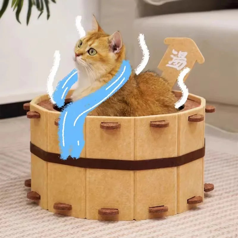 Soft felt cat bed by I YAN, semi-enclosed pet nest for all seasons, perfect for sleeping and claw sharpening.