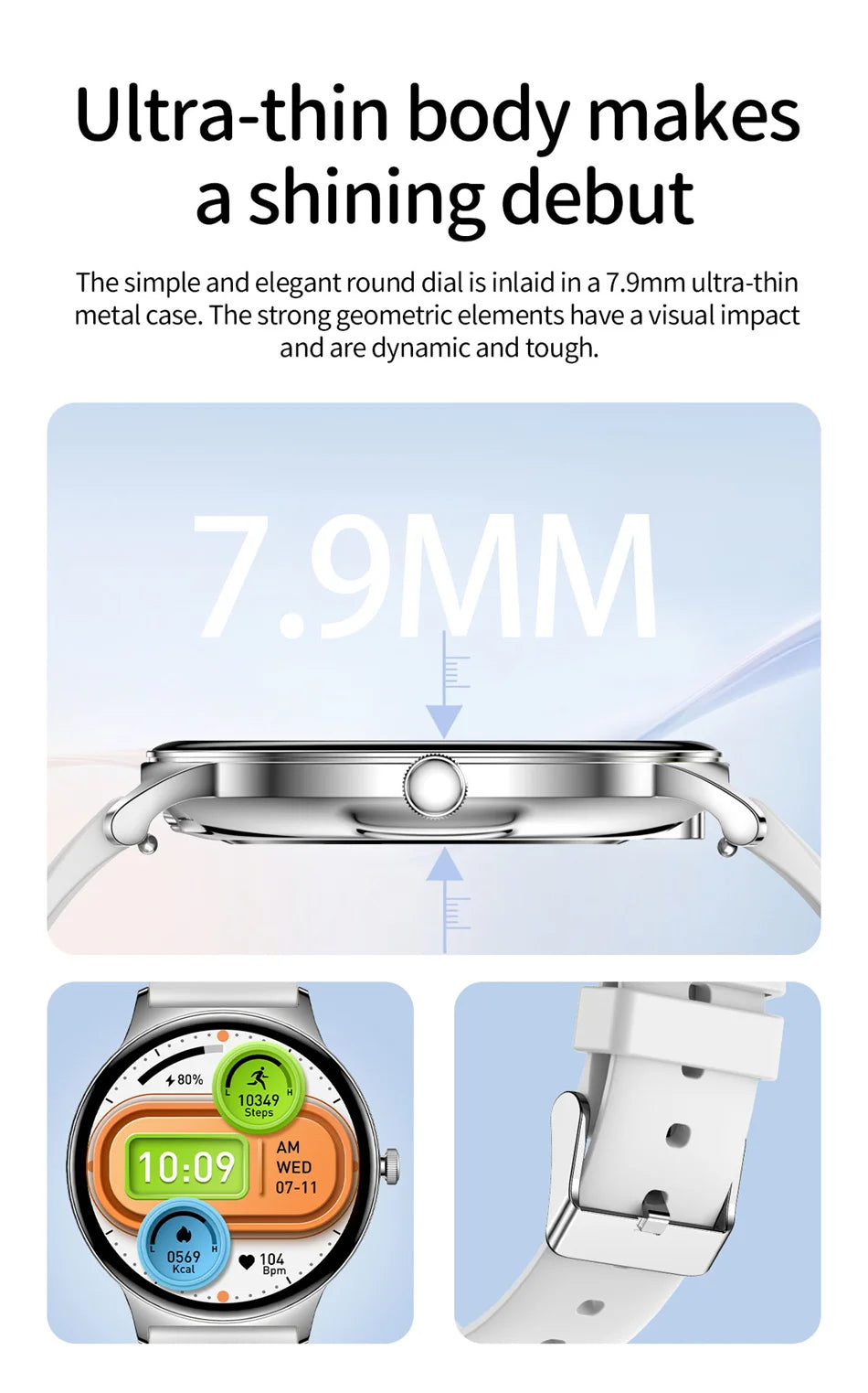 2026 New Ultra Slim AMOLED Smart Watch Women Screen Always Display Time Heart Rate BT Calling High-end Fashion Smartwatch