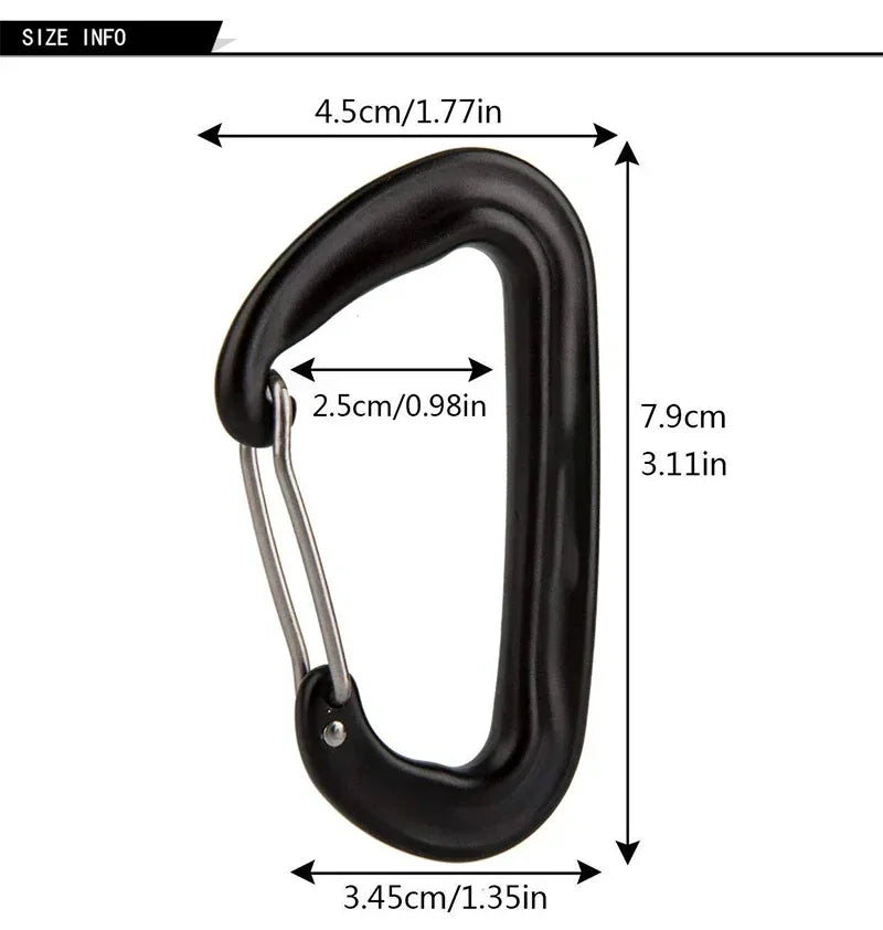 12KN Small Climbing Carabiner D-Shape Mountaineering Buckle Hook Safety Lock Outdoor Camping Hiking Key Chain