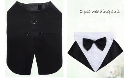 Cotton Large Dog Costume Detachable Two Pieces Dog Wedding Costume Black Dog Clothes Suit Dress Autumn Large Breeds Pet Products