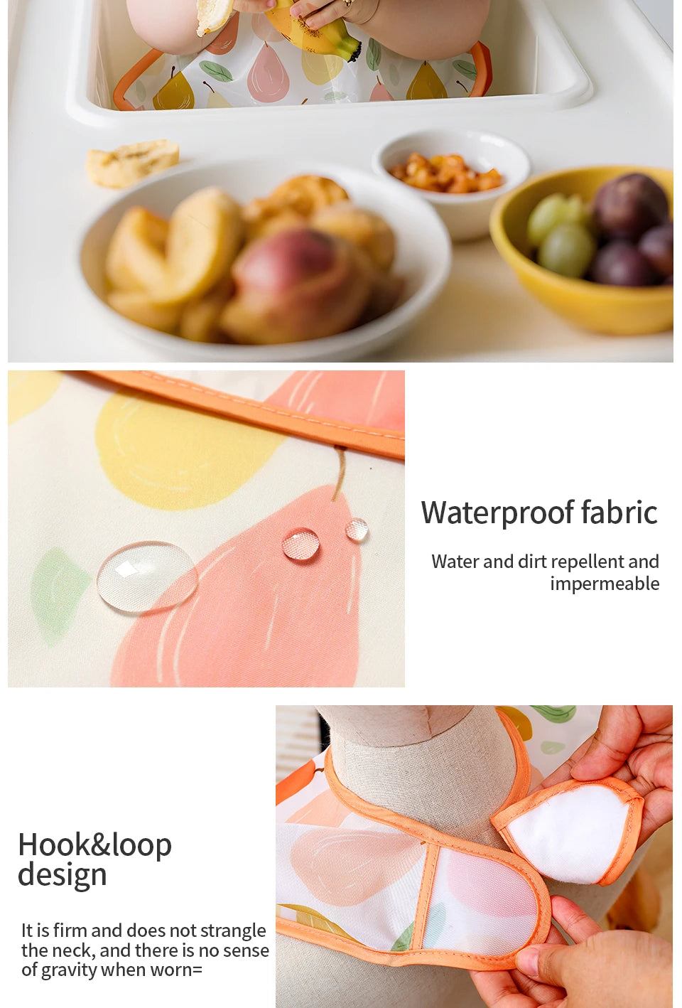 Elinfant Eating Feeding Bibs,Easy To Clean Burp Cloth,Wash-Free Eating Bibs,Smock Apron For Boys Girls, Baby Food Accessories