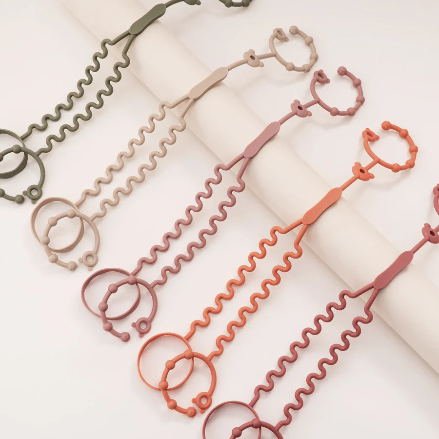 New 1PC Baby Pacifier Chain With 2 Clips Infant Bottle Chain Adjustable Silicone Pacifier Chain Teether Toy Stroller Accessories