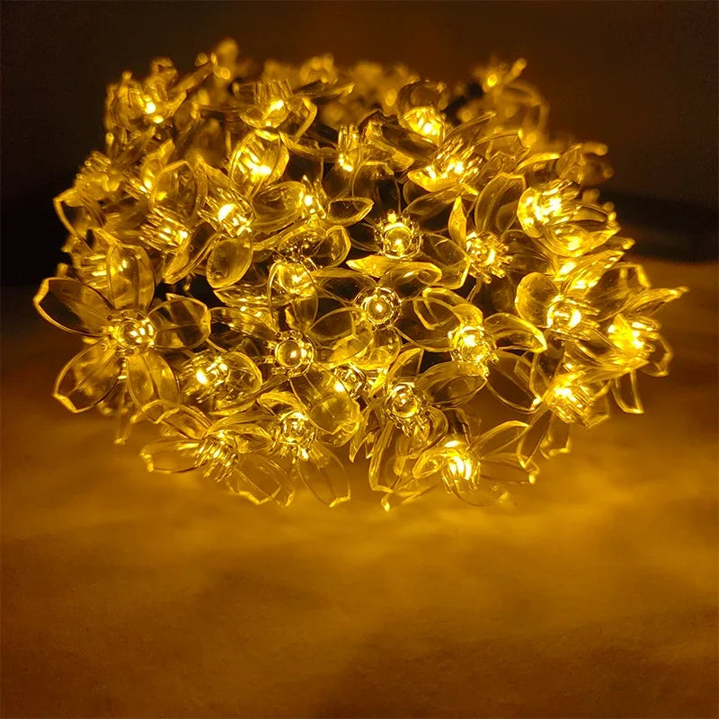 Solar PURPLE/BLUE/WARM/COLOR Cherry Blossom Garden Blossom Lights Garlands String Lights Solar Outdoor Waterproof Christma Deco