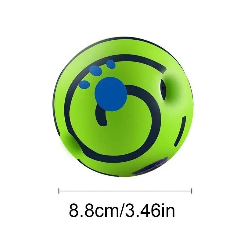 Interactive I YAN Wobble Wag Giggle Glow Ball dog toy with sound and light features, designed to entertain and engage dogs.
