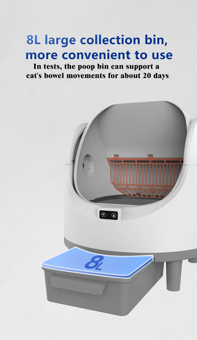 BOOTEELY Fully Automatic Cat Litter Box Oversized Anti-spatter Open Anti-odor Intelligent Electric Cleaning Cat Toilet