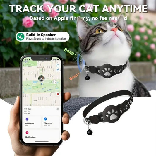 Waterproof I YAN mini dog GPS collar with animal tracker, showing device with tracking screen and remote locator for cats and puppies.