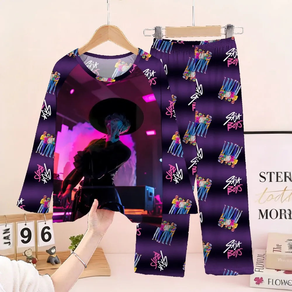 KPop Girls Pyjamas Suit Kids Pajamas Set Long Sleeve Girls Clothing 2pcs Children's Sleepwear Cartoon Boys Nightwear 3-14Y