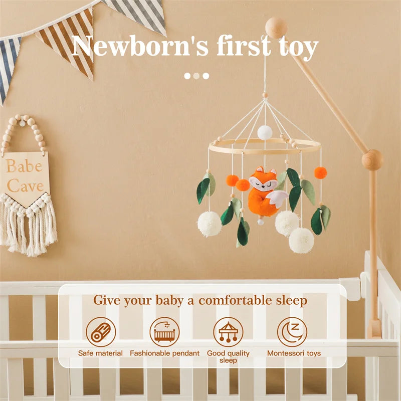 Hot Air Balloon Wooden Baby Crib Mobile – Musical Bed Bell & Rattles for Newborns 0–12M - I YAN