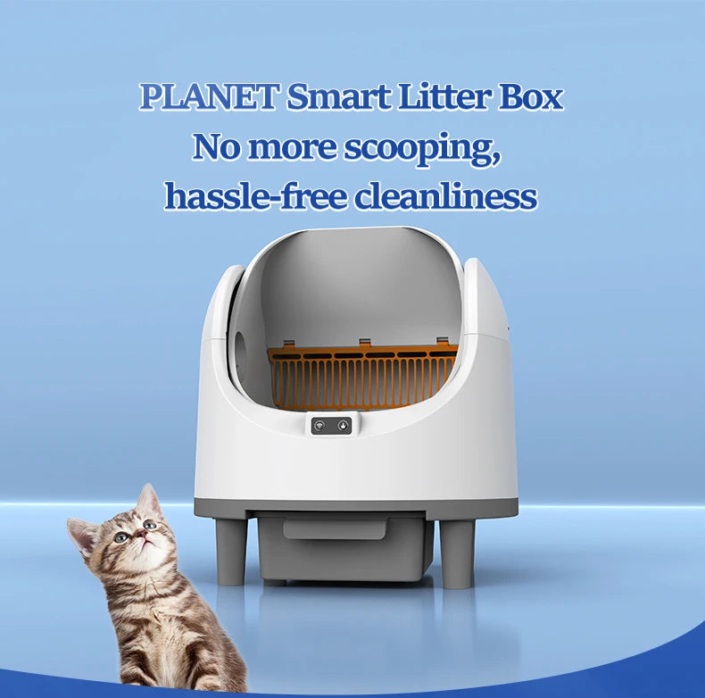 BOOTEELY Fully Automatic Cat Litter Box Oversized Anti-spatter Open Anti-odor Intelligent Electric Cleaning Cat Toilet